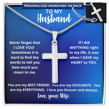 To My Husband | Personalized Cross Necklace