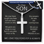 To Our Son Cross Necklace - Proud and Blessed Poem - Engraved
