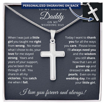 Father of the Bride Gift | Personalized Engraved Cross Necklace