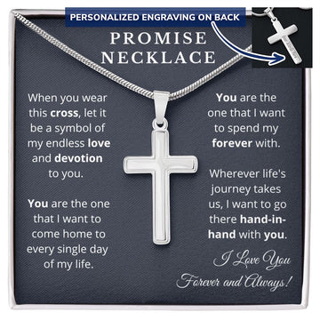 Promise Necklace for Him | Personalized Engraved Cross Necklace