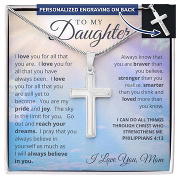 Personalized Cross Necklace - I Believe in You -To My Daughter