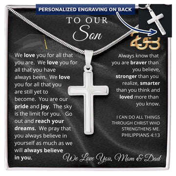 Graduation Gift for Son | We Believe in You | Personalized Cross Necklace