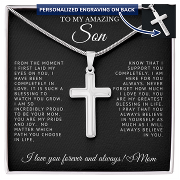 To My Amazing Son - Engraved Cross Necklace
