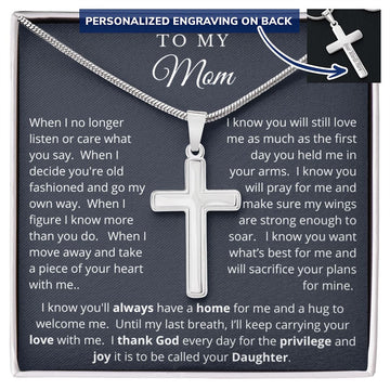 To My Mom from Daughter | I Thank God | Personalized Cross Necklace
