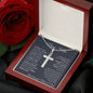 To My Son Engraved Cross Necklace - Custom Message Card
