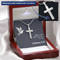 Engraved Cross Necklace - Joshua 1 9