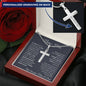 To My Son Engraved Cross Necklace - Custom Message Card
