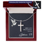 Engraved Cross Necklace - Joshua 1 9