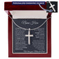 To My Son Engraved Cross Necklace - Custom Message Card