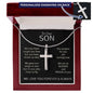 To Our Son Cross Necklace - Proud and Blessed Poem - Engraved