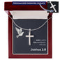 Engraved Cross Necklace - Joshua 1 9