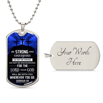 God is With You Dog Tag Necklace - Engraved