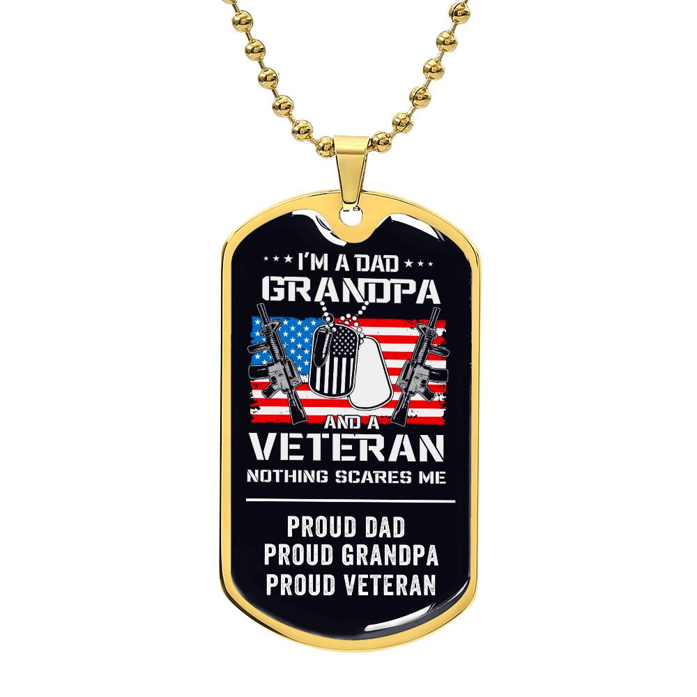 Grandpa Proud Veteran Dog Tag Necklace