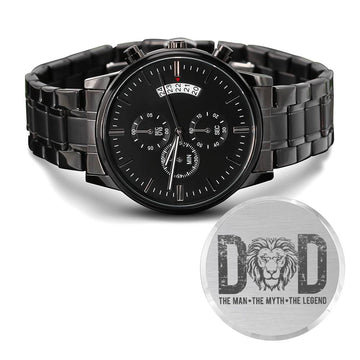 Dad The Man The Myth The Legend | Engraved Black Chronograph Watch