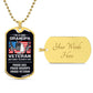 Grandpa Proud Veteran Dog Tag Necklace