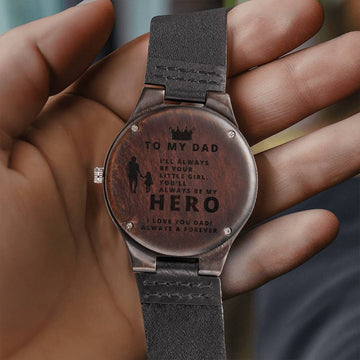 Always Be My Hero Watch | Engraved Wooden Watch