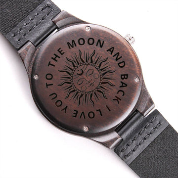 i Love you To The Moon Watch - Engraved Wooden Watch