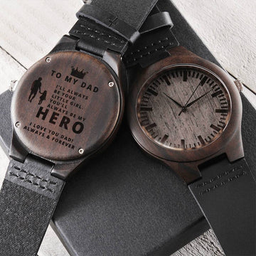 Always Be My Hero Watch | Engraved Wooden Watch