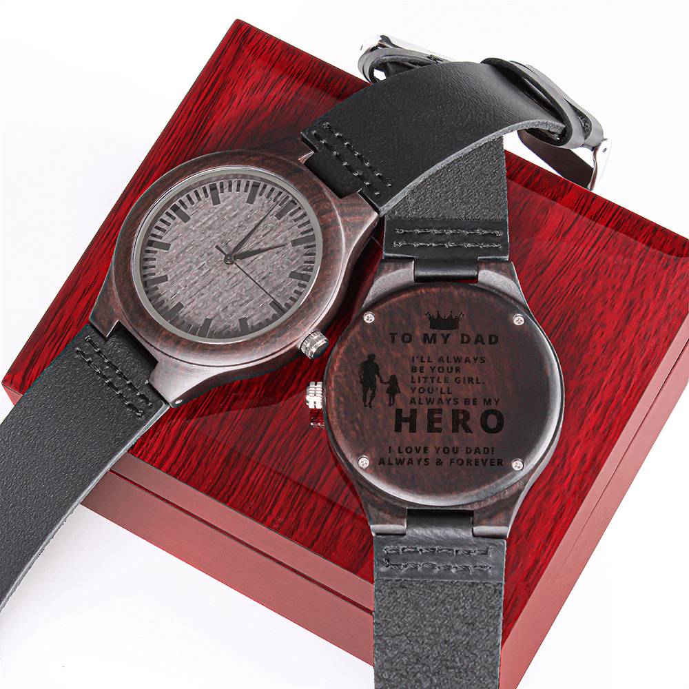 Always Be My Hero Watch | Engraved Wooden Watch