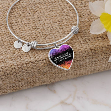 Beautiful Girl You Were Made To Do Great Things Engraved Heart Bangle Bracelet