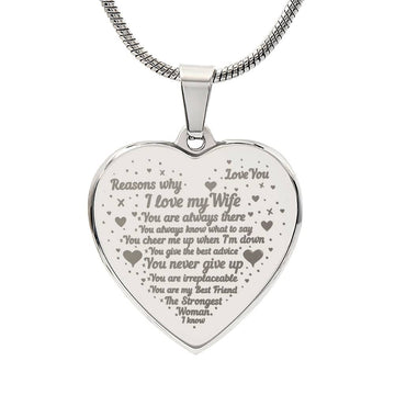 To  My Wife - Engraved Heart Necklace