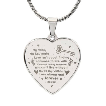 To  My Wife - Engraved Heart Necklace