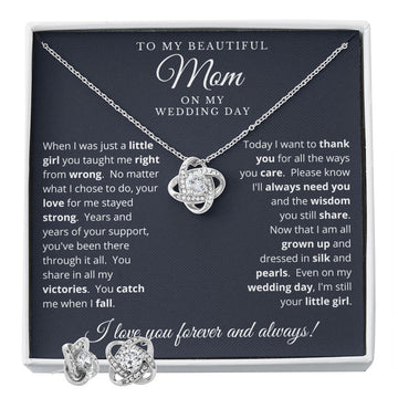 Mother of the Bride Gift from Daughter | Love Knot Necklace and Earring Set