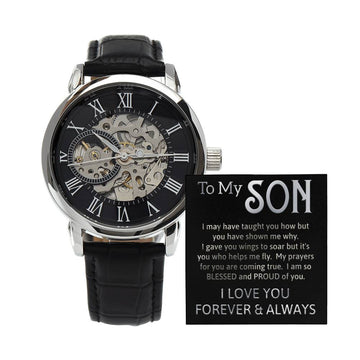 Men's Openwork Watch with Poem and LED Gift Box - To My Son