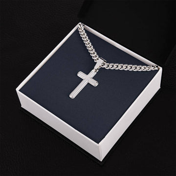 Engraved Cross Necklace | Mens Cross Necklace