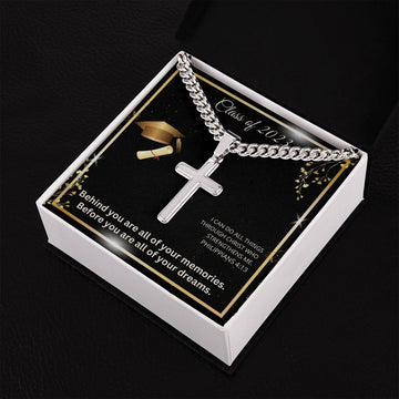 Class of 2023 | Graduation Gift for Him | Personalized Cross Necklace