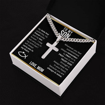 To My Son from Mom - Trust God Laser Engraved Cross Necklace