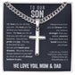To Our Son from Mom and Dad Engraved Cross Necklace