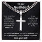 To My Husband | Personalized Cross on Cuban Chain with Message Card
