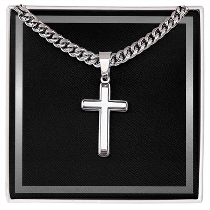 Mens Engraved Cross Necklace