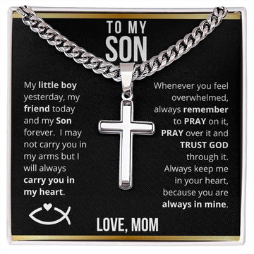 To My Son from Mom - Trust God Laser Engraved Cross Necklace