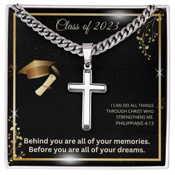 Class of 2023 | Graduation Gift for Him | Personalized Cross Necklace