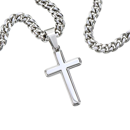 To My Son from Mom  - Cuban Chain Artisan Cross Necklace