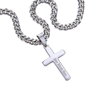 Father of the Bride Gift from Daughter | Engraved Personalized Cross Necklace