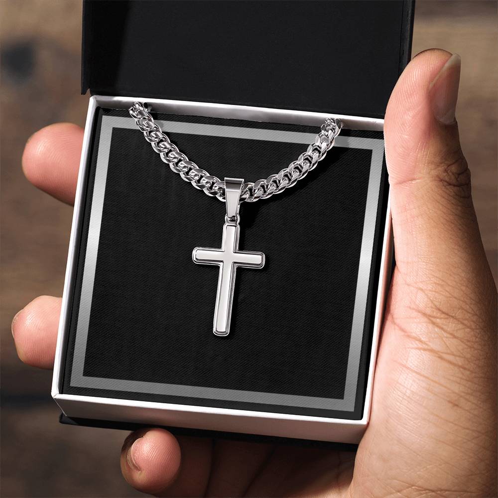 Mens Engraved Cross Necklace