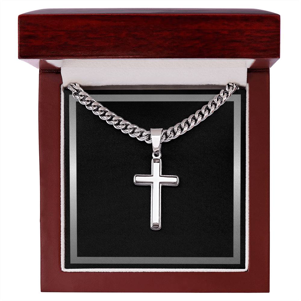 Mens Engraved Cross Necklace