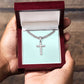 Mens Personalized Cross Necklace on Cuban Link Chain