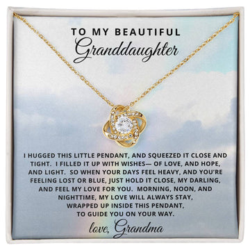 To My Granddaughter - Love Knot Necklace - 18k Yellow Gold Finish