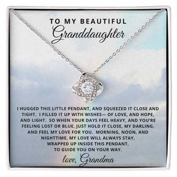 To My Granddaughter - Love Knot Necklace - 18k Yellow Gold Finish