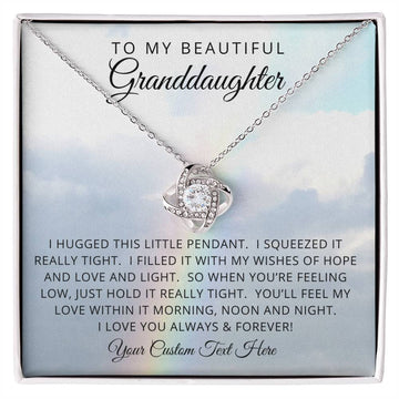 To My Beautiful Granddaughter - Love Knot Necklace - Personalized Message Card