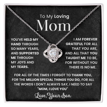To My Loving Mom - Love Knot Necklace and Message Card Gift Set