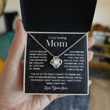 To My Loving Mom - Love Knot Necklace and Message Card Gift Set