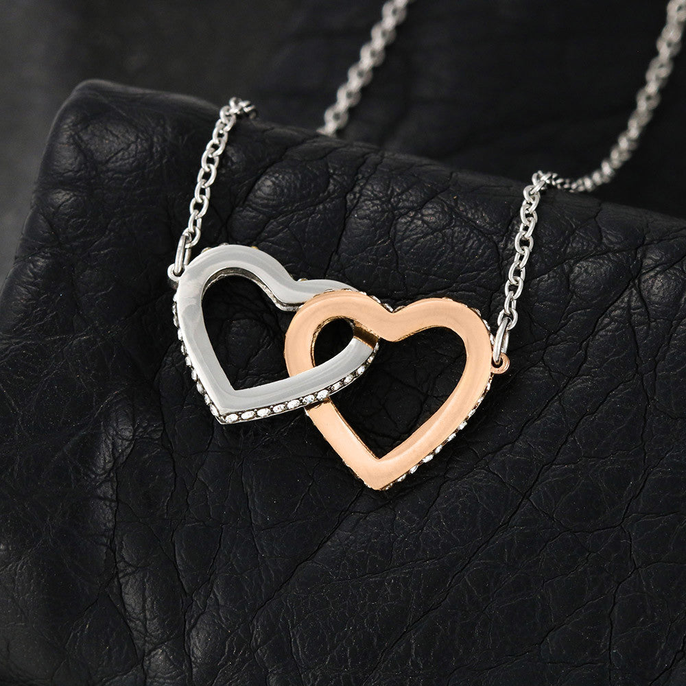 Mother and Son Necklace | CZ Crystals | Interlocking Hearts