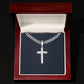 Cuban Link Chain with Artisan Cross - LED Light-Up Gift Box