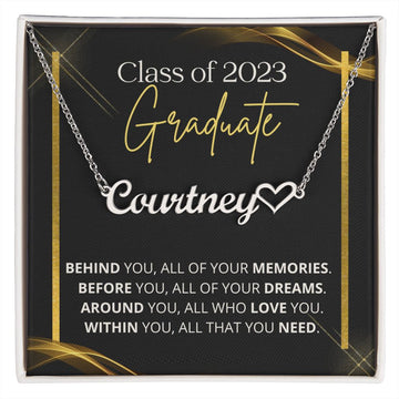 Class of 2023 Graduation Gift | Dreams | Personalized Name Necklace with Heart