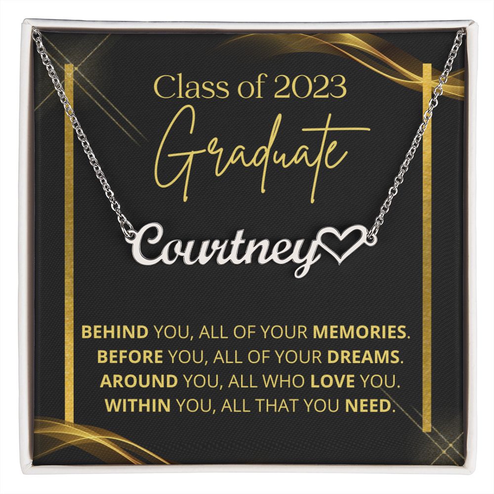 Class of 2023 | Graduation Gift | Dreams | Personalized Name Necklace with Heart
